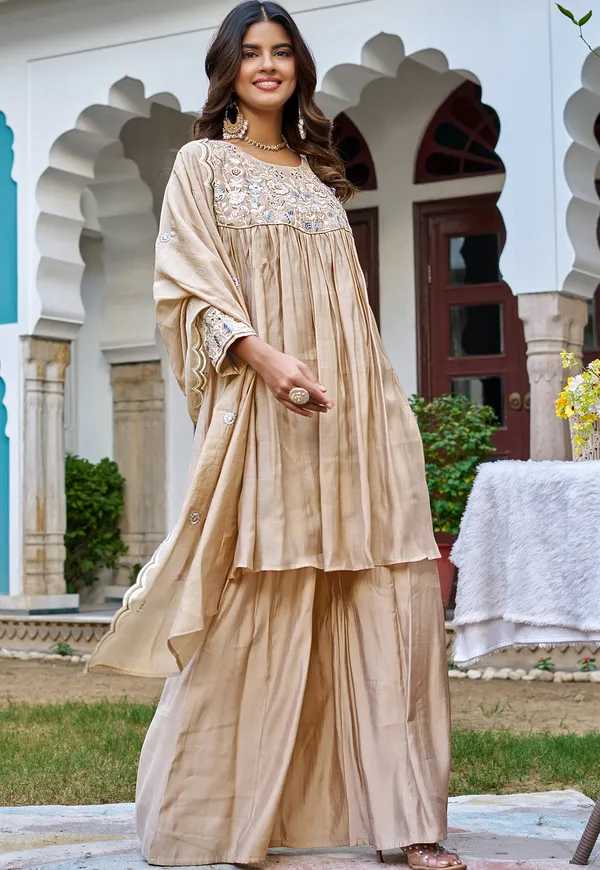 Women_Ethnic_Pure__chanderi_thred_work_&_khatli_work_Kurta_with_Trousers_&_Dupatta-KS-218