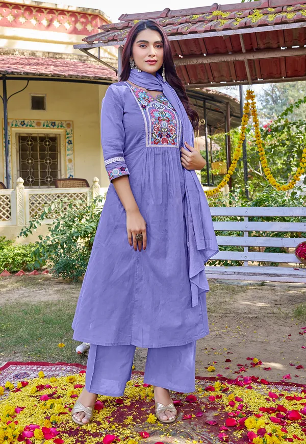 Women_Floral_Embroidered_Empire_Thread_Work_Cotton_Cambridge_Kurta__Pant_&_With_Dupatta-KS-251