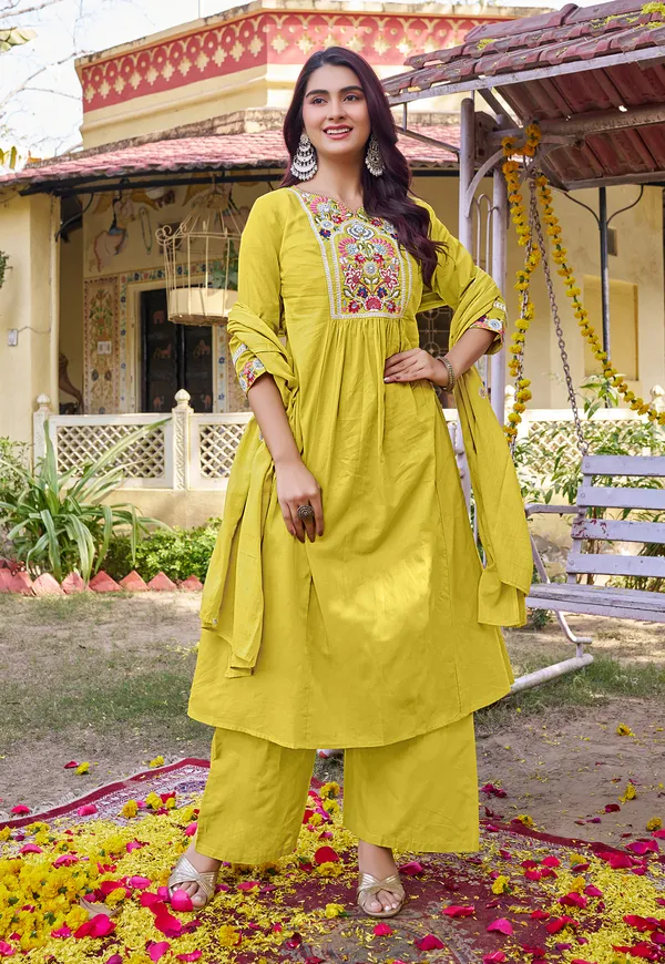 Women_Floral_Embroidered_Empire_Thread_Work_Cotton_Cambridge_Kurta__Pant_&_With_Dupatta-KS-252