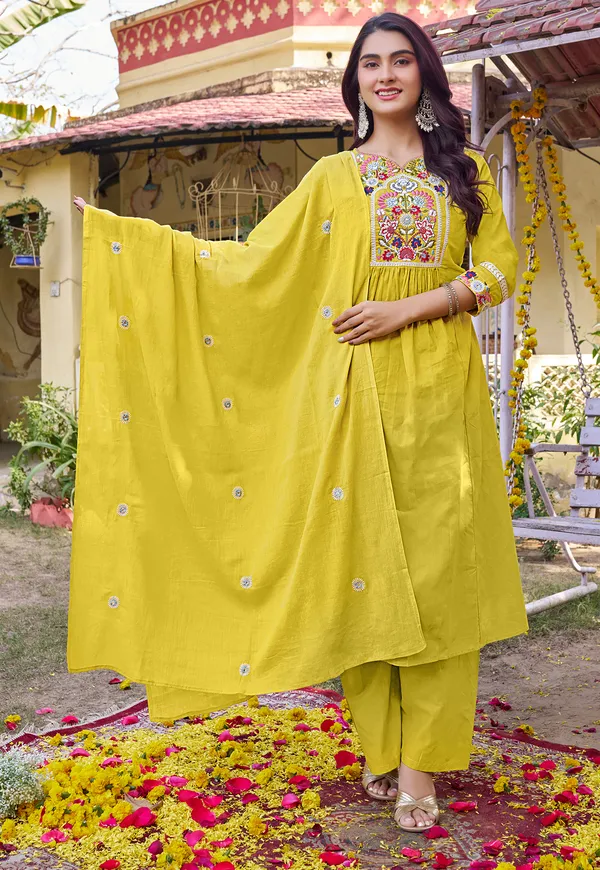 Women_Floral_Embroidered_Empire_Thread_Work_Cotton_Cambridge_Kurta__Pant_&_With_Dupatta-KS-252