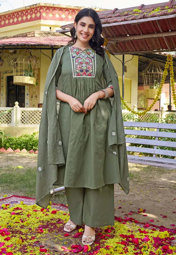 Women_Floral_Embroidered_Empire_Thread_Work_Cotton_Cambridge_Kurta__Pant_&_With_Dupatta-KS-253