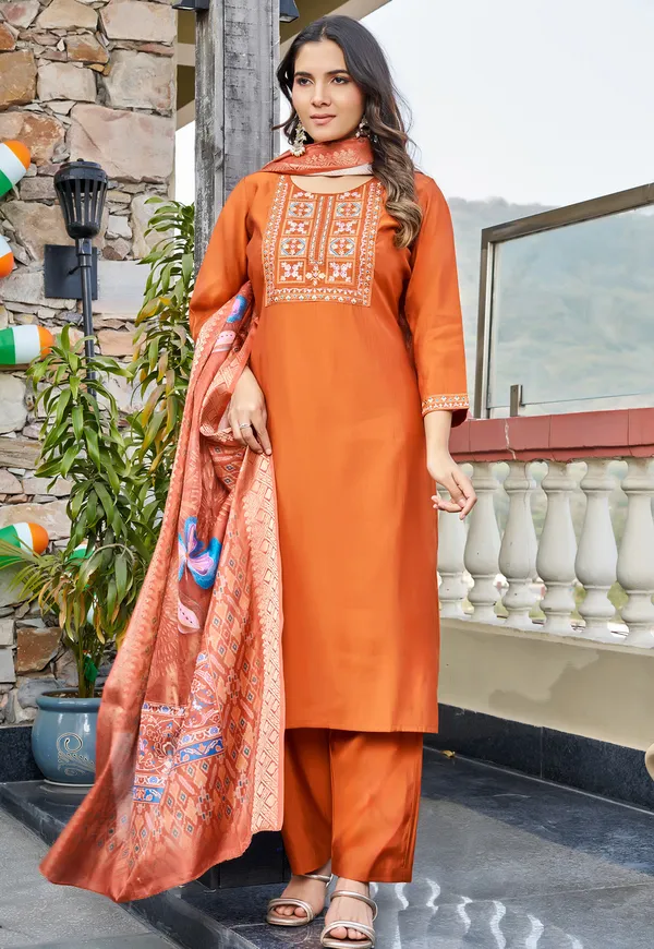 Women_Floral_Embroidered_Empire_Thread_Work_Roman_Slik_Kurta_Pant_With_Dupatta-KS-256