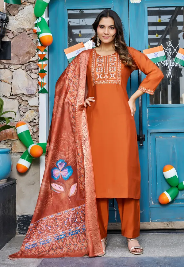 Women_Floral_Embroidered_Empire_Thread_Work_Roman_Slik_Kurta_Pant_With_Dupatta-KS-256