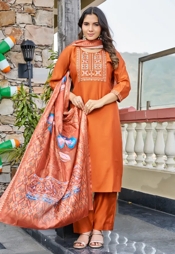Women_Floral_Embroidered_Empire_Thread_Work_Roman_Slik_Kurta_Pant_With_Dupatta-KS-256