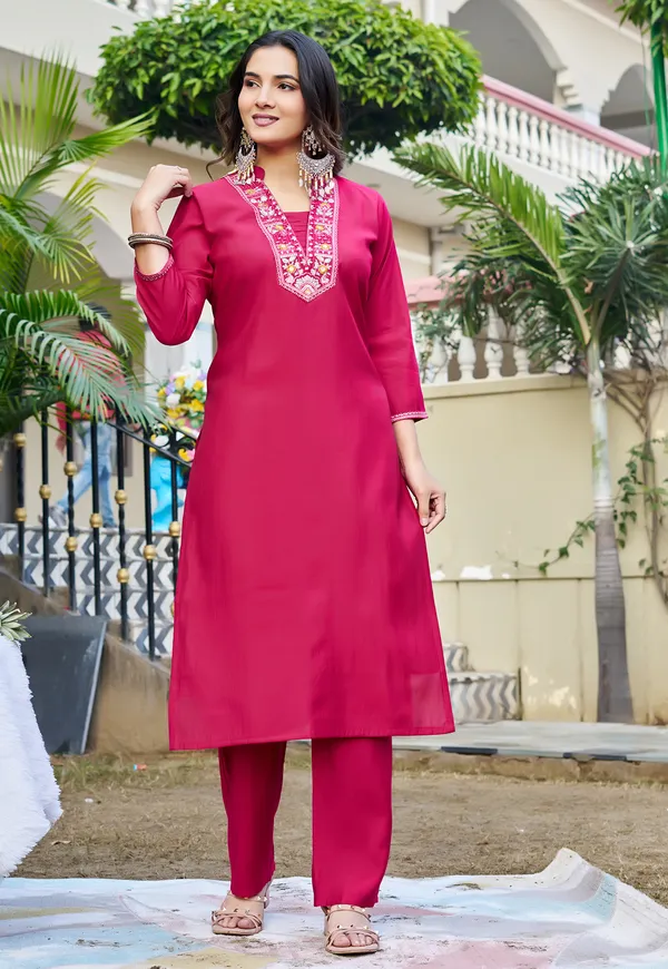 Women_Floral_Embroidered_Empire_Thread_Work_Roman_Slik_Kurta_Pant_With_Dupatta-KS-263
