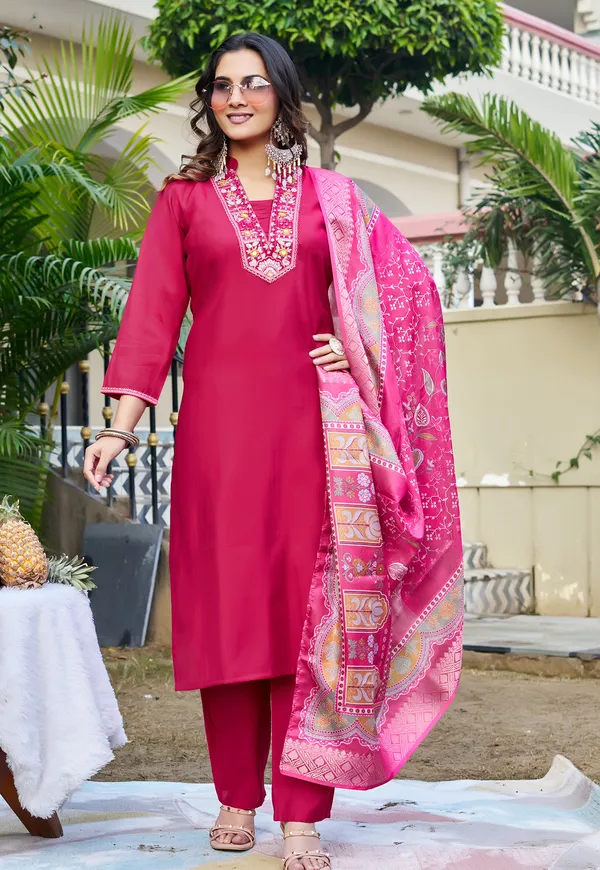 Women_Floral_Embroidered_Empire_Thread_Work_Roman_Slik_Kurta_Pant_With_Dupatta-KS-263