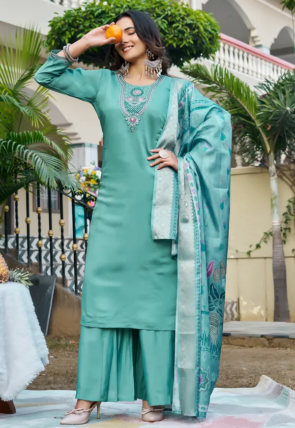 Women_Floral_Embroidered_Empire_Thread_Work_Roman_Slik__Kurta__Pant_&_With_Dupatta-KS-254
