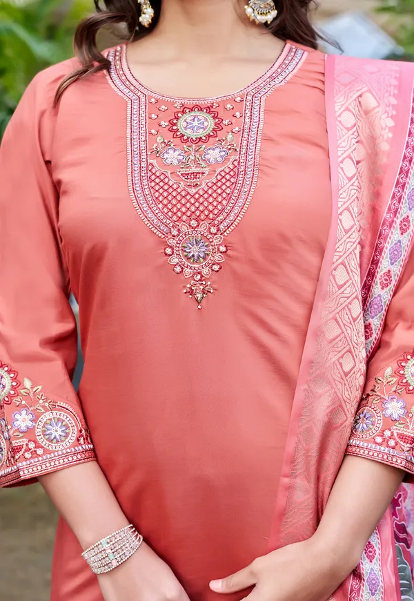 Women_Floral_Embroidered_Empire_Thread_Work_Roman_Slik__Kurta__Pant_&_With_Dupatta-KS-255