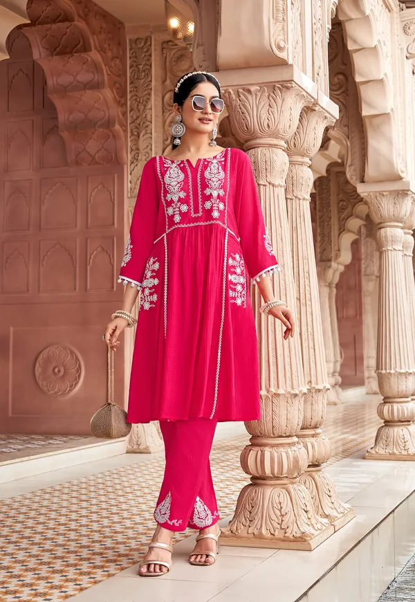 Women_Floral_Embroidered_Pleated_Thread_Work_Kurta_with_Trousers-NOVA