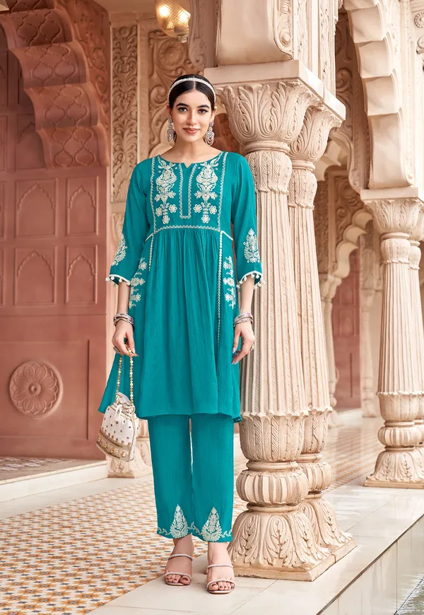Women_Floral_Embroidered_Pleated_Thread_Work_Kurta_with_Trousers-NOVA