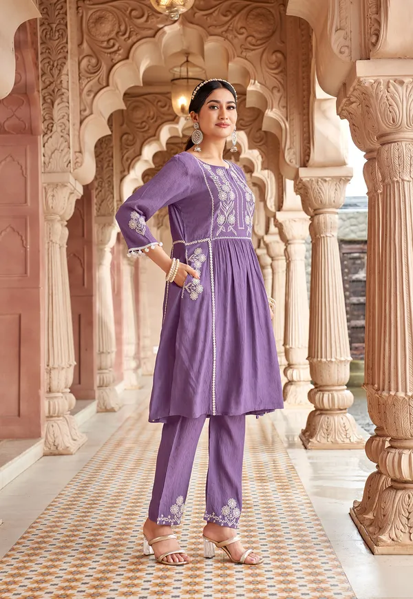 Women_Floral_Embroidered_Pleated_Thread_Work_Kurta_with_Trousers-NOVA