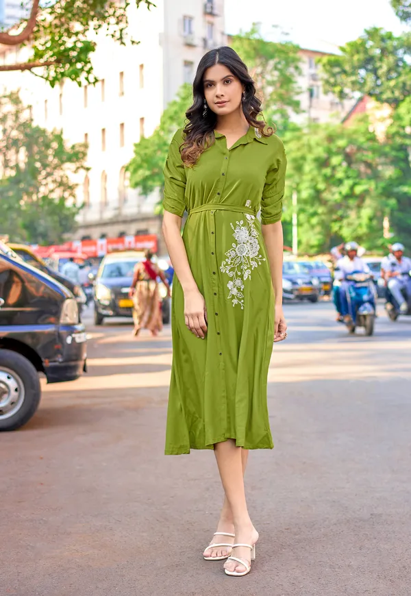 Women_Floral_Embroidered_Puff_Sleeves_Fit_&_Flare_Dress-ARICA