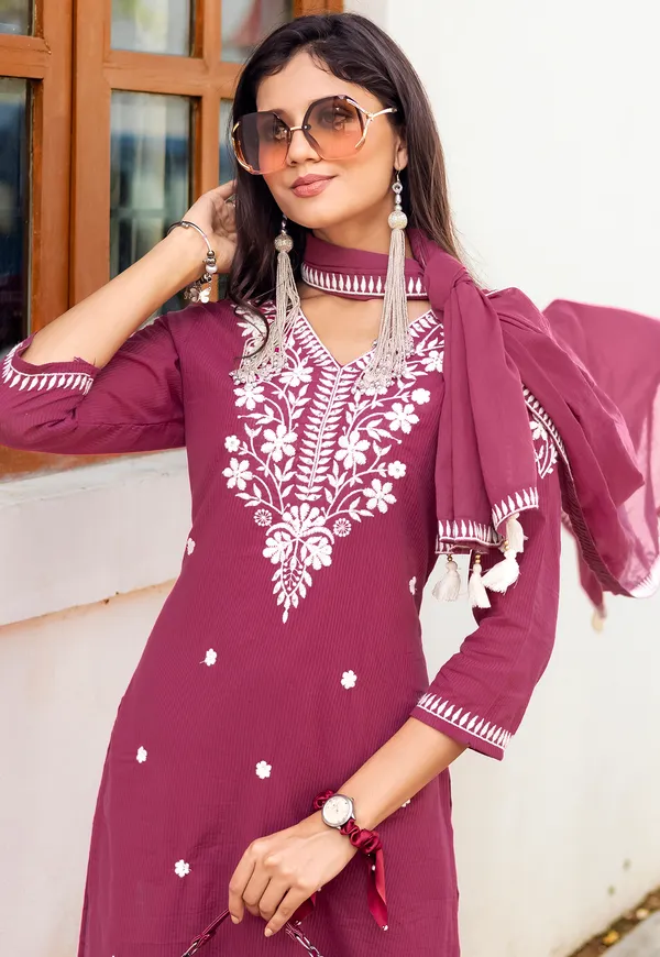 Pink_Salli_Pure_Cotton_Regular_Hand_&_Threadwork_Kurta_With_Trousers_&_With_Dupatta_For_Women-AARYA