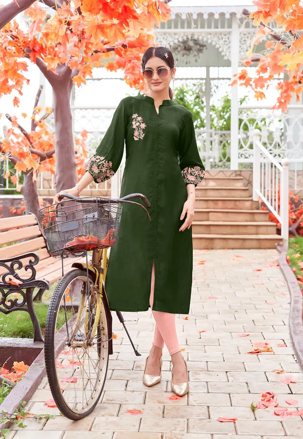 Green_Embroidered_&_Rayon_Straight_Kurti_For_Women-MEHER