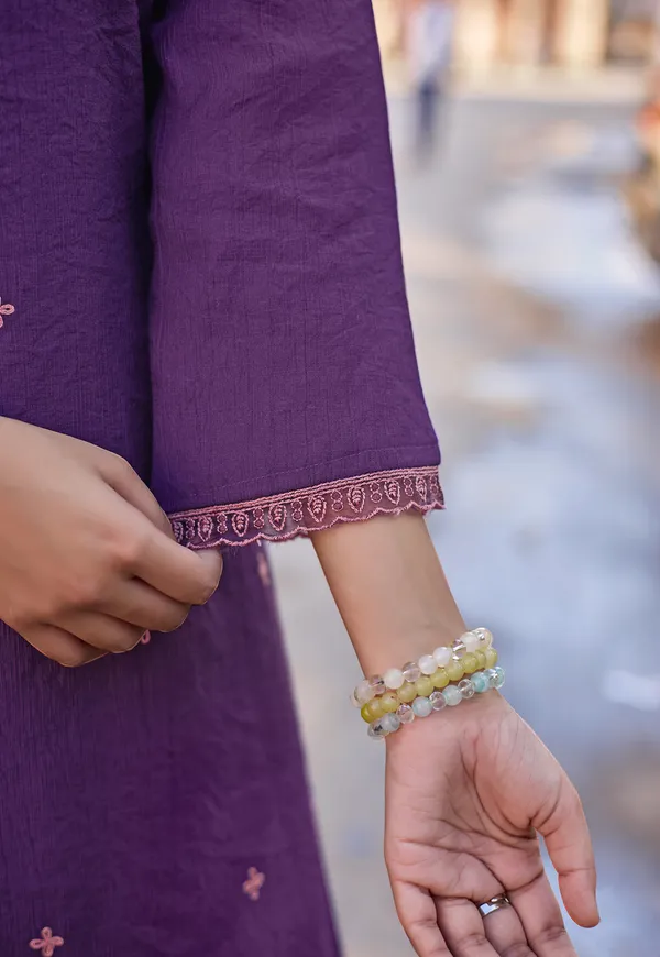 Purple_Viscos_Slub_Thread_&_Hand_Work_Kurta_&_Pant_With_Dupatta_For_Women-KESARIYA