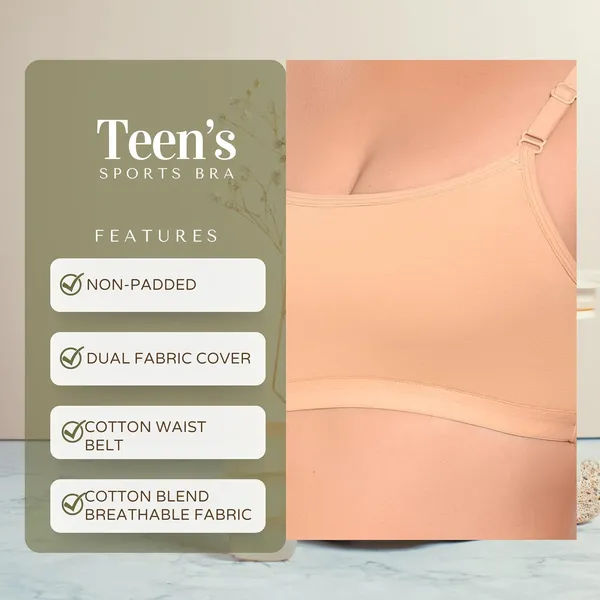Pack_Of_3_Beige,_Baby_Pink_&_Black_Girls_Non_Padded_Training_Bra_For_Women_Full_Coverage_Stretchable_Cotton_Blend_Bra_Suitable_For_School_College_Sports
