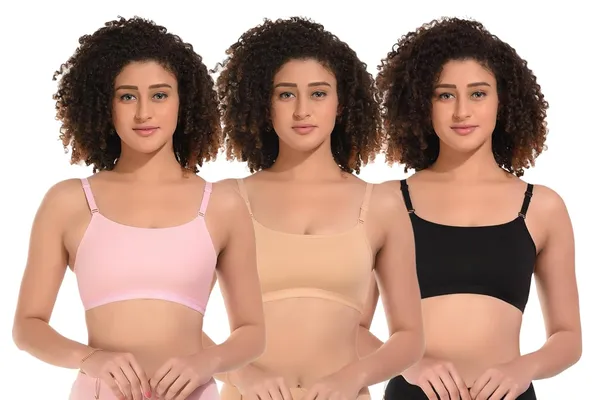 Pack_Of_3_Beige,_Baby_Pink_&_Black_Girls_Non_Padded_Training_Bra_For_Women_Full_Coverage_Stretchable_Cotton_Blend_Bra_Suitable_For_School_College_Sports