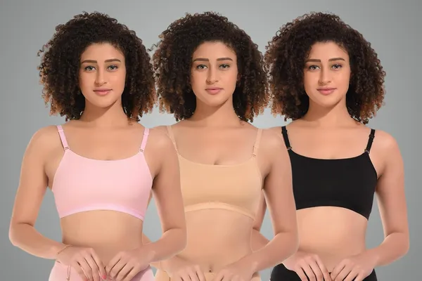 Pack_Of_3_Beige,_Baby_Pink_&_Black_Girls_Non_Padded_Training_Bra_For_Women_Full_Coverage_Stretchable_Cotton_Blend_Bra_Suitable_For_School_College_Sports