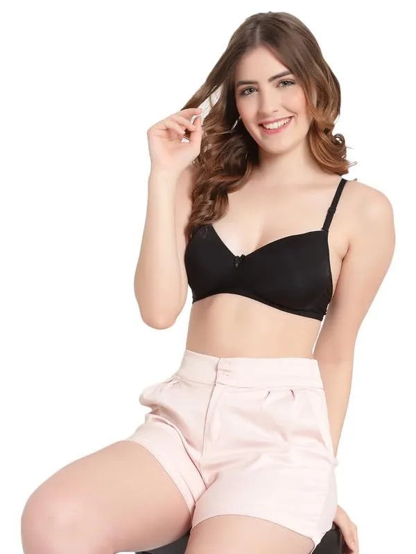 Black_Wireless_T-Shirt_Bra_Spandex_Blend_Medium_Coverage_Lightly_Padded_Breathable_Fabric_With_Removable_Straps