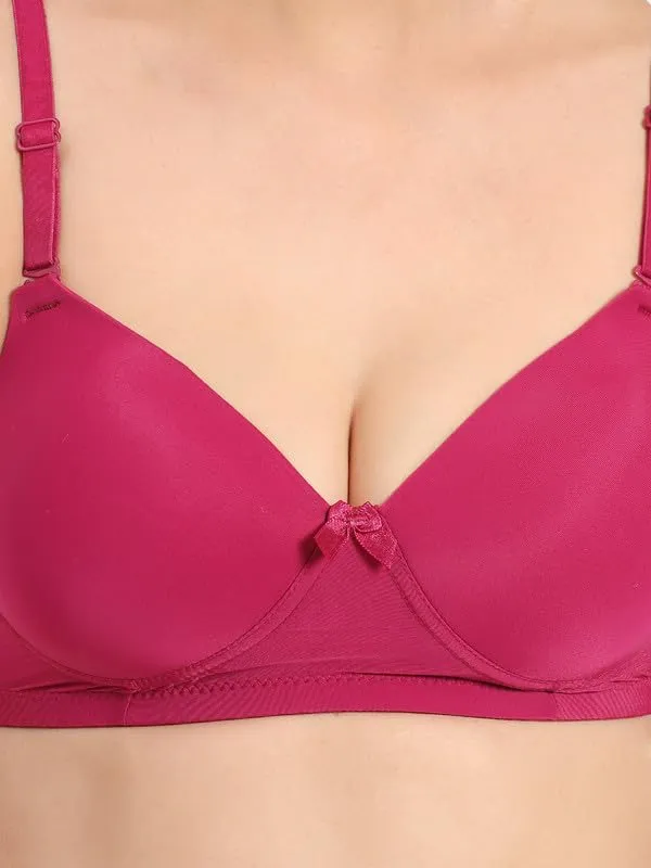 Magenta_Wireless_T-Shirt_Bra_Spandex_Blend_Medium_Coverage_Lightly_Padded_Breathable_Fabric_With_Removable_Straps
