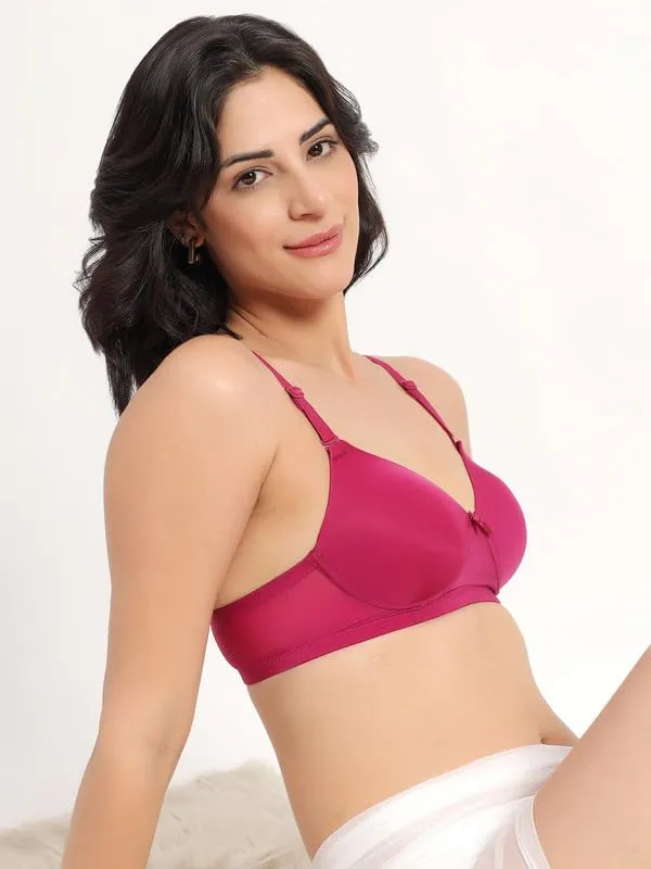 Magenta_Wireless_T-Shirt_Bra_Spandex_Blend_Medium_Coverage_Lightly_Padded_Breathable_Fabric_With_Removable_Straps