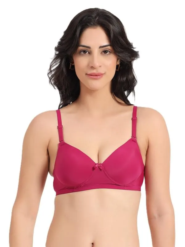 Magenta_Wireless_T-Shirt_Bra_Spandex_Blend_Medium_Coverage_Lightly_Padded_Breathable_Fabric_With_Removable_Straps