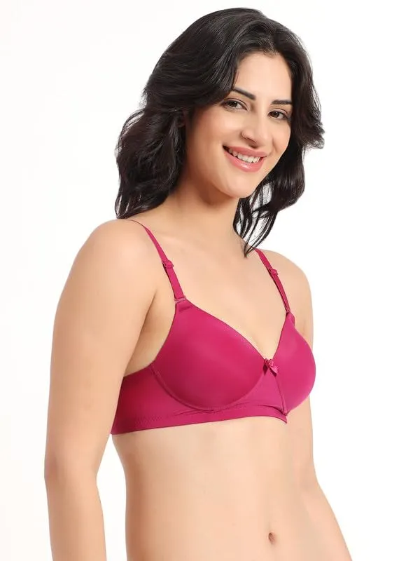 Magenta_Wireless_T-Shirt_Bra_Spandex_Blend_Medium_Coverage_Lightly_Padded_Breathable_Fabric_With_Removable_Straps