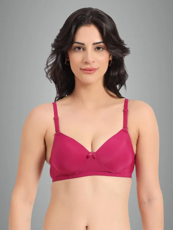 Magenta_Wireless_T-Shirt_Bra_Spandex_Blend_Medium_Coverage_Lightly_Padded_Breathable_Fabric_With_Removable_Straps
