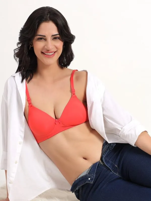 Orange_Wireless_T-Shirt_Bra_Spandex_Blend_Medium_Coverage_Lightly_Padded_Breathable_Fabric_With_Removable_Straps