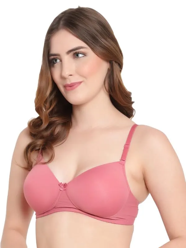 Pink_Wireless_T-Shirt_Bra_Spandex_Blend_Medium_Coverage_Lightly_Padded_Breathable_Fabric_With_Removable_Straps