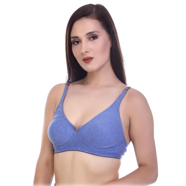Pack_Of_3_Blue,_Pink_&_Brown_Cotton_Blend_T-Shirt_Bra_Combo_Full_Coverage_Non_Padded_Non_Wired_Adjustable_Straps_Comfortable_Everyday_Bra