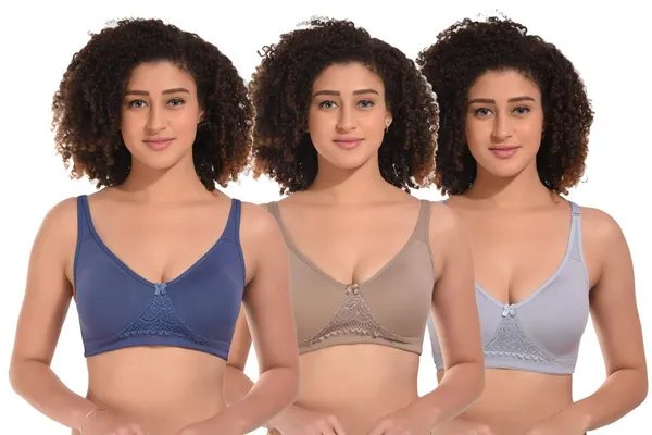 Pack_Of_3_Blue_Grey_&_Beige_Cotton_Non_Padded_Wirefree_T-Shirt_Bra_Breathable_Lightweight_Everyday_Bra_With_Adjustable_Straps_And_Stretchable_Fabric