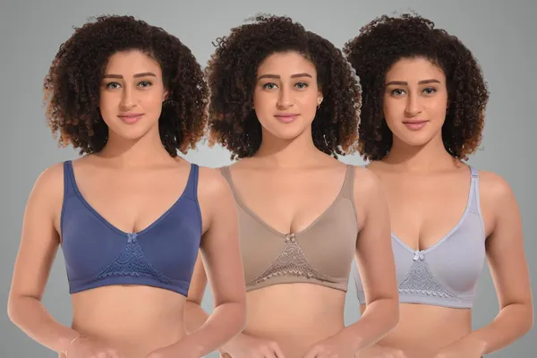 Pack_Of_3_Blue_Grey_&_Beige_Cotton_Non_Padded_Wirefree_T-Shirt_Bra_Breathable_Lightweight_Everyday_Bra_With_Adjustable_Straps_And_Stretchable_Fabric