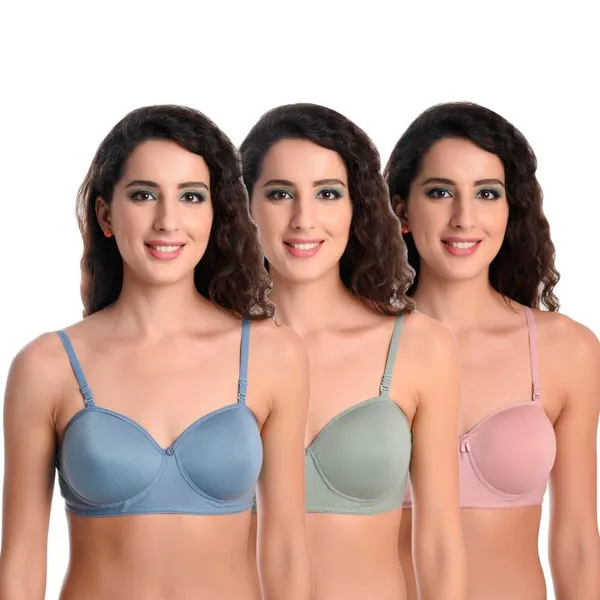 Pack_Of_3_Rose_Pink_&_Pista_Grey_Half_Cup_Bra_Combo_Soft_Solid_Comfortable_Demi_Coverage_Non_Wired_Design_Breathable_Cotton_Fabric_For_All_Day_Wear_And_Support