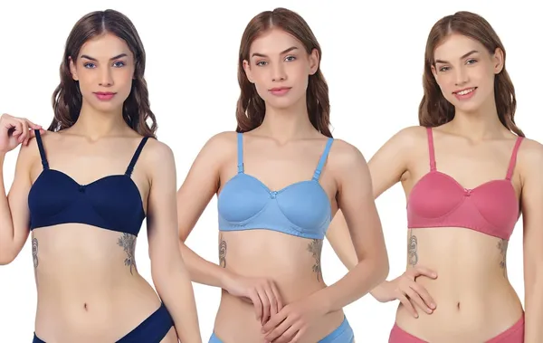 Pack_Of_3_Navy_Blue,_Sky_Blue_&_Magenta_Half_Cup_Bra_Combo_Soft_Comfortable_Solid_Design_Demi_Coverage_Non_Wired_Breathable_Cotton_Fabric_For_Everyday_Wear