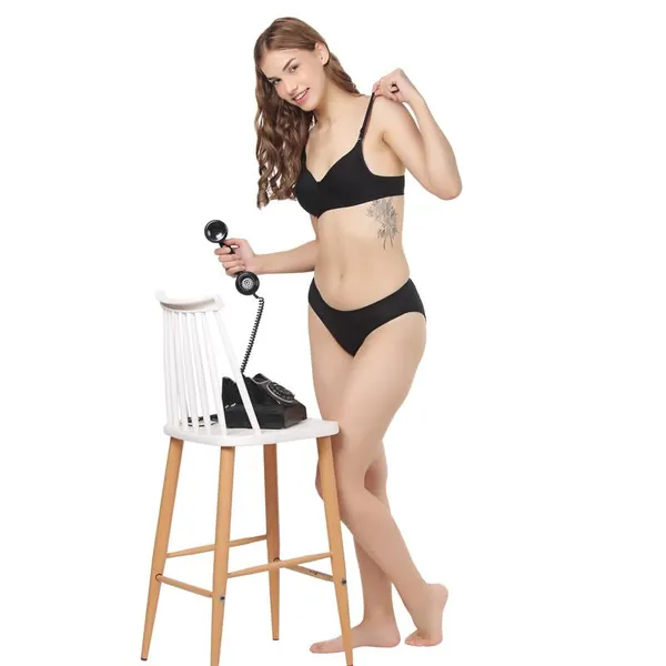 Pack_Of_2_Black_&_Magenta_Cotton_Full_Padded_Bra_And_Seamless_Design_Panty_Adjustable_Breathable_Fabric