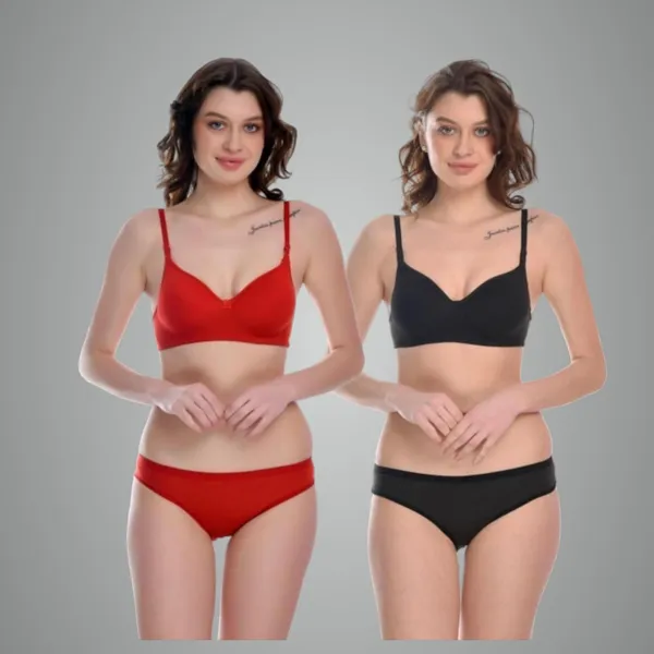 Pack_Of_2_Red_&_Black_Cotton_Full_Padded_Bra_And_Seamless_Design_Panty_Adjustable_Breathable_Fabric