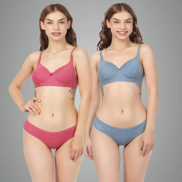 Pack_Of_2_Blue_&_Magenta_Cotton_Full_Padded_Bra_And_Seamless_Design_Panty_Adjustable_Breathable_Fabric