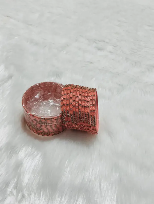 Peach_Premium_Glass_Lily_&_Stone_Bangles_For_Women