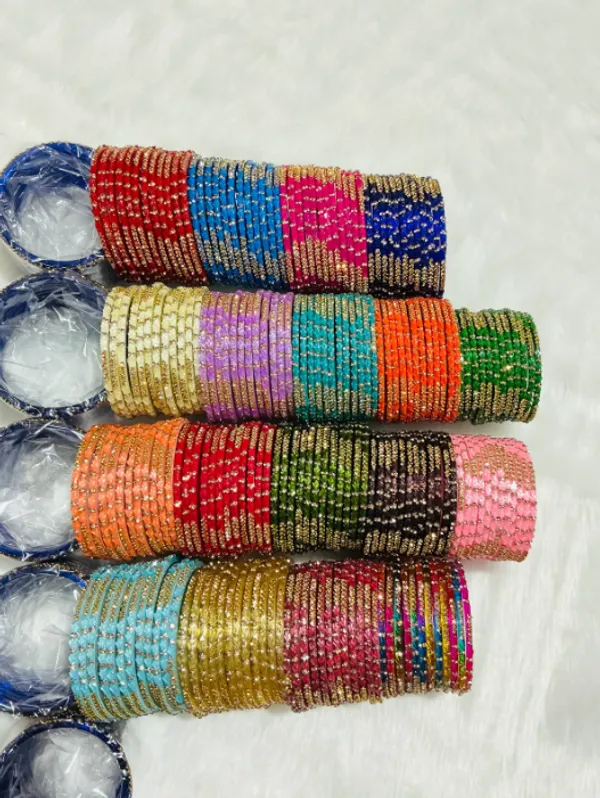 Orange_Premium_Glass_Lily_&_Stone_Bangles_For_Women