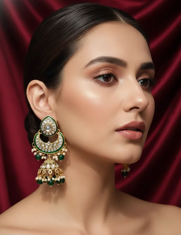 Green_Kundan_Single_Layer_Necklace_set_(Necklace,_Earrings_and_maangtika_)_For_Women