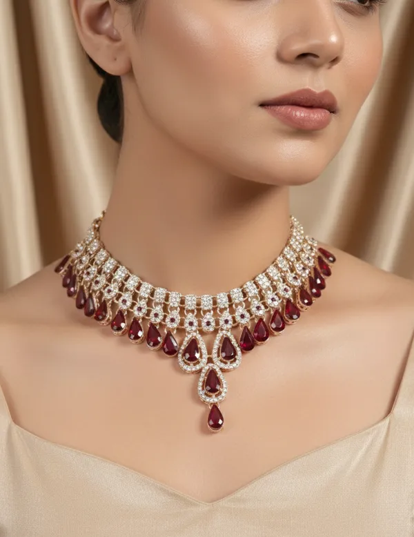 Red_Luxury_Elegant_Necklace_set_(Necklace,_Earrings_and_maangtika_)_(Necklace,_Earrings_and_maangtika_)For_Women