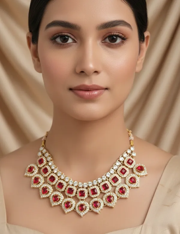 Red_Ruby_Square_Stone_Necklace_set_Necklace_se_(Necklace,_Earrings_and_maangtika_)For_Women