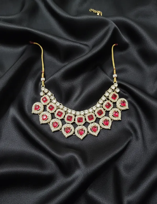 Red_Ruby_Square_Stone_Necklace_set_Necklace_se_(Necklace,_Earrings_and_maangtika_)For_Women