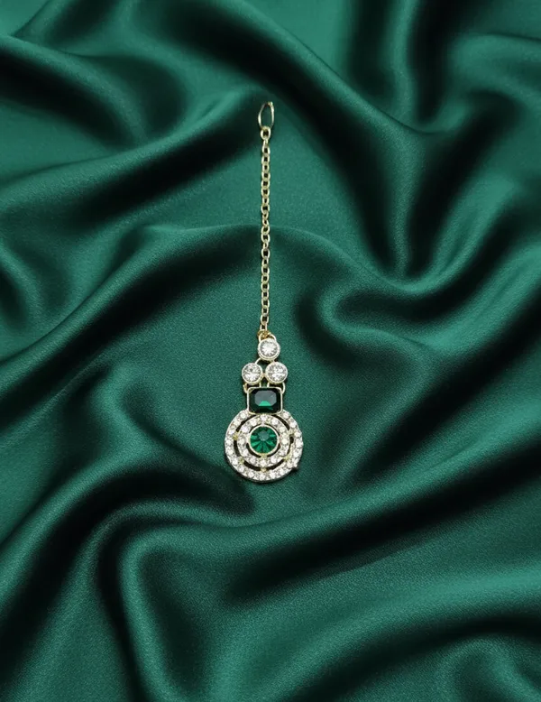 Green_Luxury_Crystal_Necklace_set_(Necklace,_Earrings_and_maangtika_)_For_Women