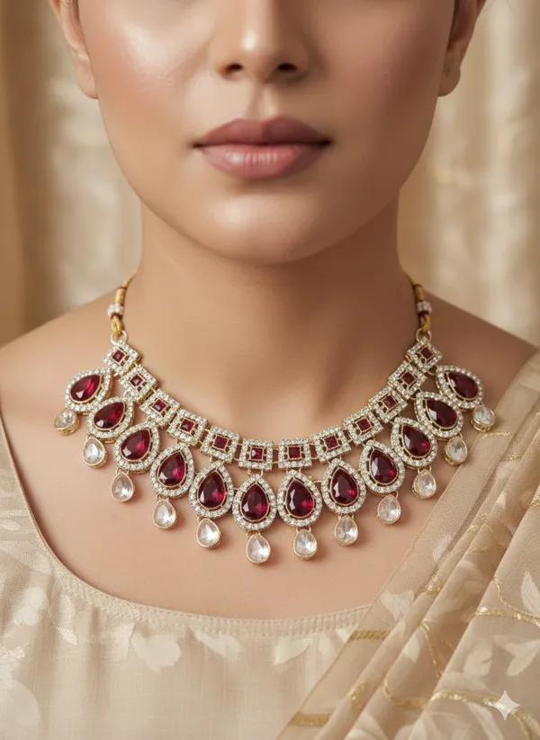 Red_Necklace_Combo_Set_With_Earrings_&_Maang_Tikka_For_Women