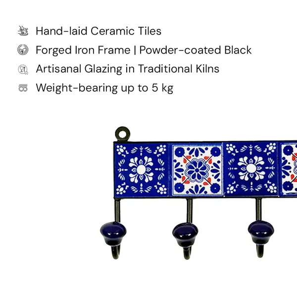 Haveli_Blue_Ceramic_Premium_Tile_Wall_Hook_For_Hanging