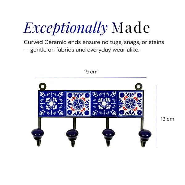 Haveli_Blue_Ceramic_Premium_Tile_Wall_Hook_For_Hanging