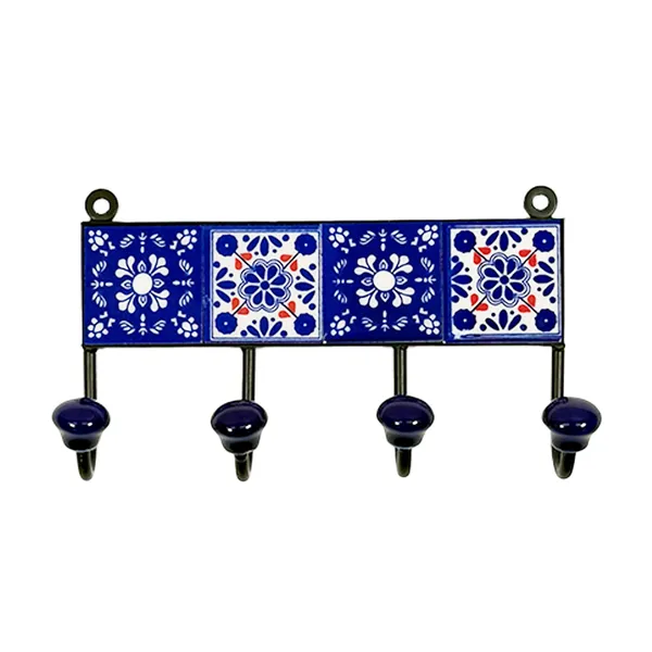 Haveli_Blue_Ceramic_Premium_Tile_Wall_Hook_For_Hanging