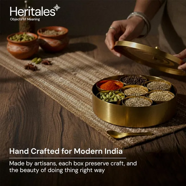 Masala_Box_|_Snug-Tight_Gold-Plated_Metal_Masala_Container_Set_with_7_Spice_Jars_&_Spoon_|_Handcrafted_Traditional_Masala_Dani_for_Kitchen_Storage